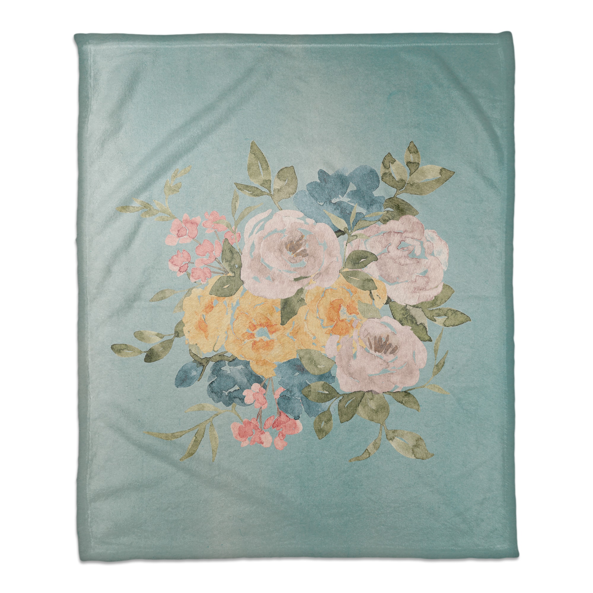 50" x 60" Colorful Watercolor Flowers Coral Fleece Blanket